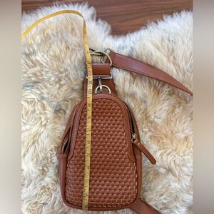Anthropologie Tan Woven Crossbody Bag